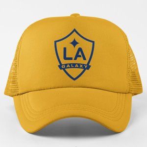 NEW LA Galaxy Crest Foam Trucker Mesh Snapback Hat GOLDEN YELLOW